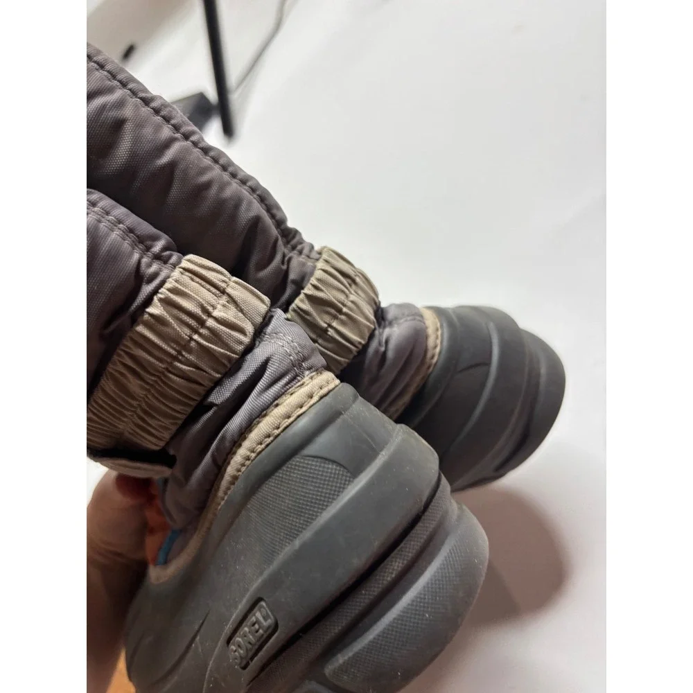 Sorel Kids Snow Boots Grey Orange Blue Winter Waterproof Size 2 USA 33 EUR